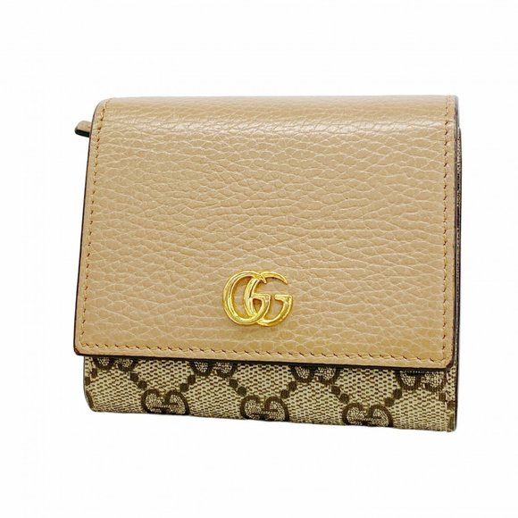 Gucci GG Marmont Supreme Wallet 598587 Leather Brown Women's - Picture 1 of 9